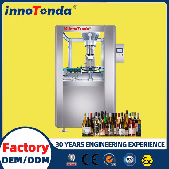 Máquina de sellado y prensado de tapa de aluminio para botellas de vidrio